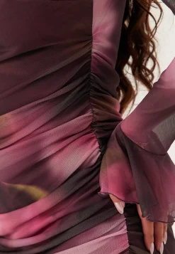 Ruched Mesh Dress