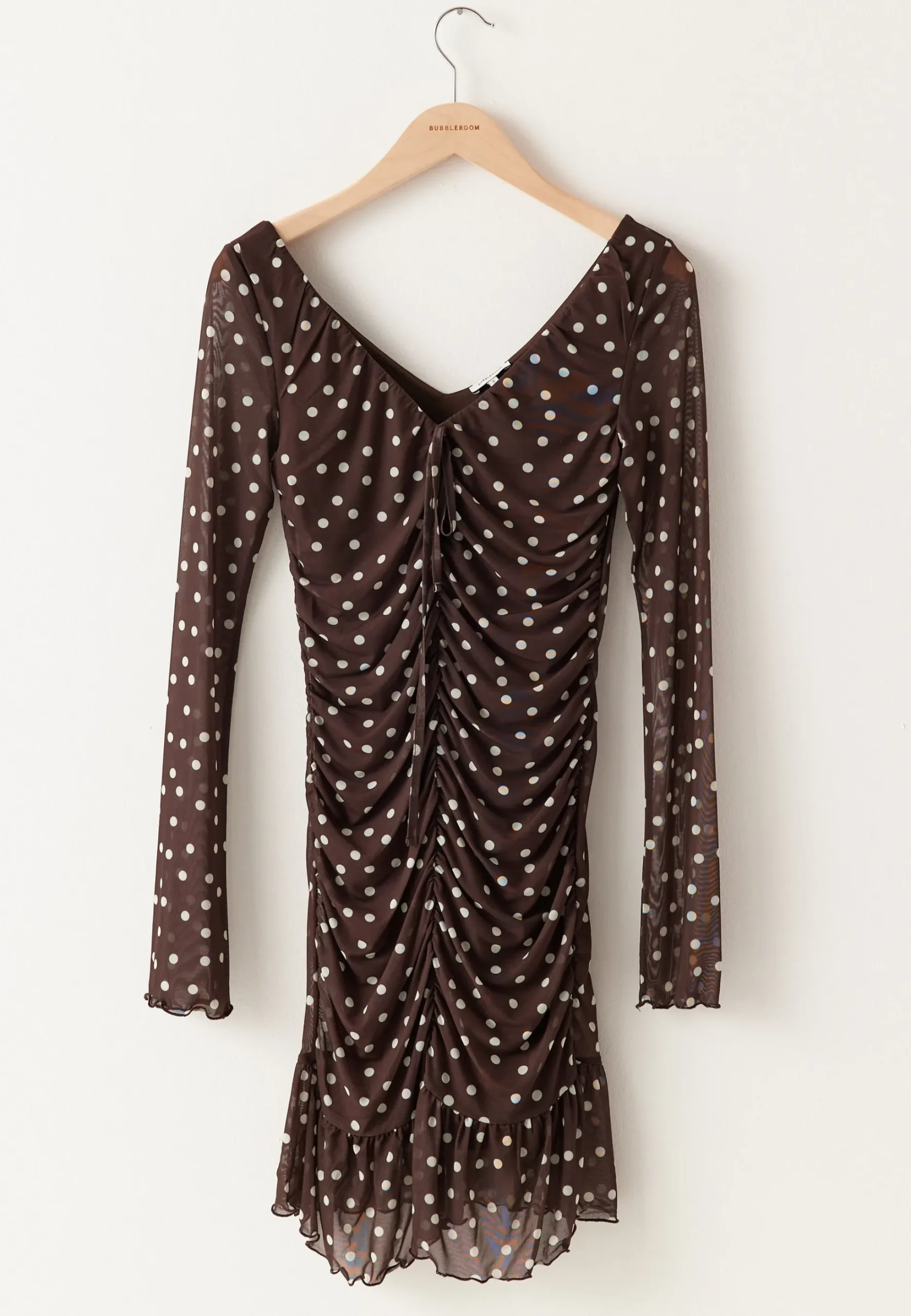 Ruched Mesh Frill Dress