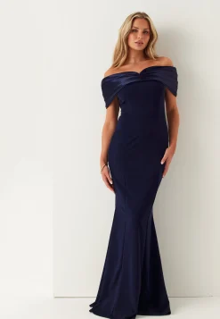 Satin Bow Off Shoulder Gown