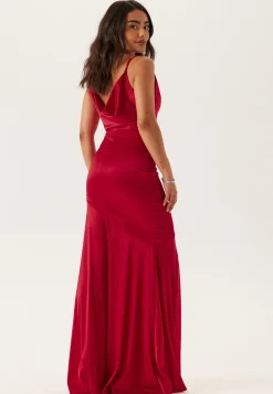 Satin Cowl Neck Maxi Dress