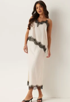 Satin Lace Midi Skirt