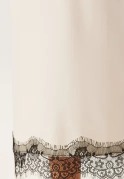 Satin Lace Midi Skirt