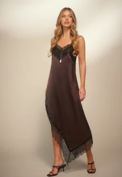 Satin Lace Slip Dress