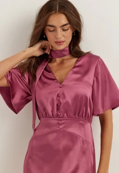 Satin Scarf Maxi Dress