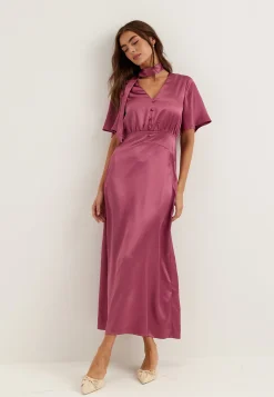 Satin Scarf Maxi Dress
