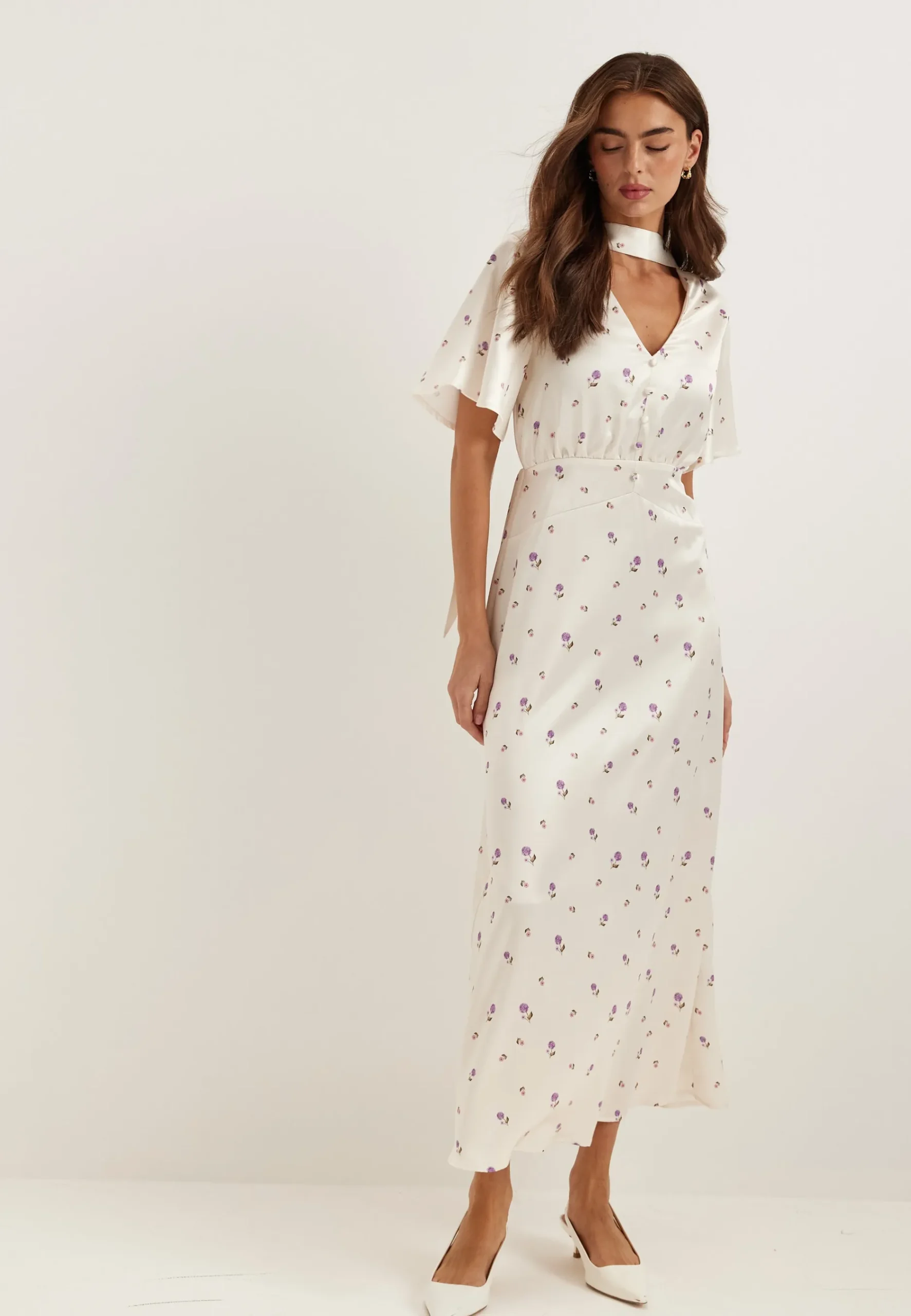 Satin Scarf Maxi Dress