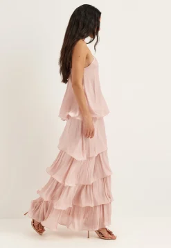 Shimmer Flounce Maxi Skirt
