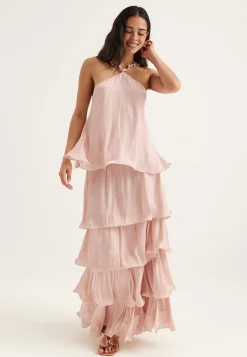 Shimmer Flounce Maxi Skirt