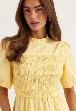 Smock Short Sleeve Cotton Dress