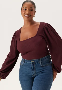 Square Neck Balloon Sleeve Top