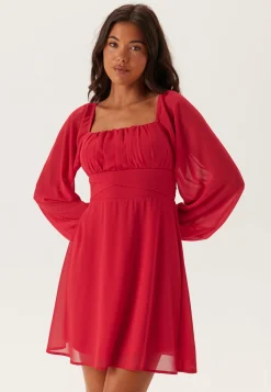 Square Neck L/S Georgette Dress