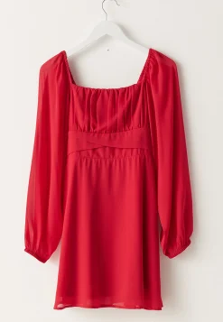 Square Neck L/S Georgette Dress