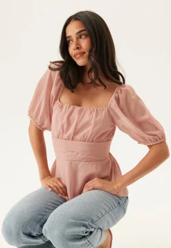 Square Neck S/S Georgette Blouse