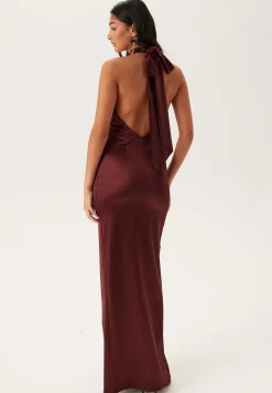 Stretch Satin Halterneck Gown