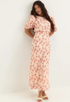 Structured Puff Sleeve Ankle Dress