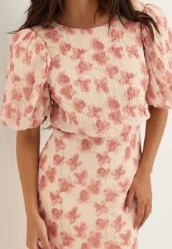 Structured Puff Sleeve Ankle Dress