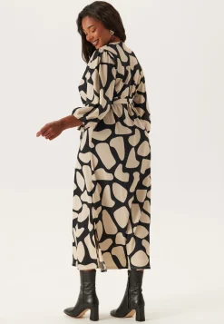 Structured Puff Sleeve Midi Dress