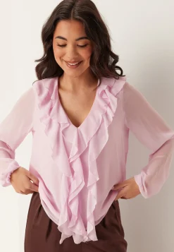 Viane L/S V-NECK FRILL TOP V-N