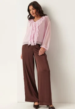 Viane L/S V-NECK FRILL TOP V-N