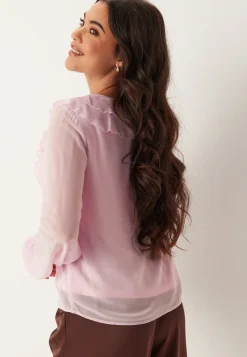 Viane L/S V-NECK FRILL TOP V-N