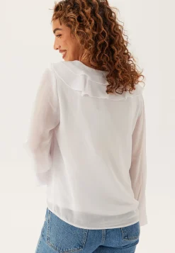 Viane L/S V-NECK FRILL TOP V-N