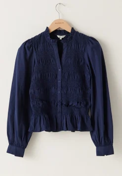 V-neck Cotton Smock Blouse