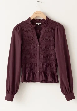 V-neck Cotton Smock Blouse