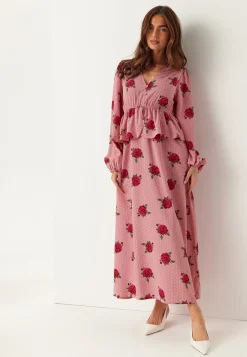 V-neck Flounce Maxi Dress
