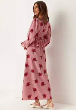 V-neck Flounce Maxi Dress