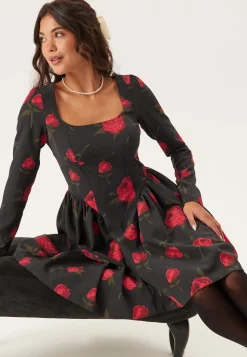 Volume Skirt Long Sleeve Mini Dress