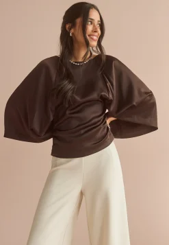 Wide Sleeve Satin Blouse