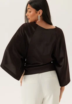 Wide Sleeve Satin Blouse