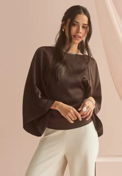 Wide Sleeve Satin Blouse