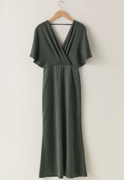 Wrap Satin Ankle Dress