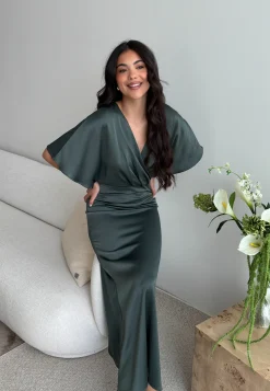 Wrap Satin Ankle Dress