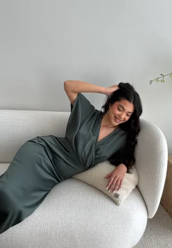 Wrap Satin Ankle Dress